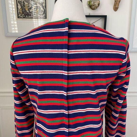 Vintage 60s Stripe A-Line Shift Dress Pockets S M - Picture 8 of 9